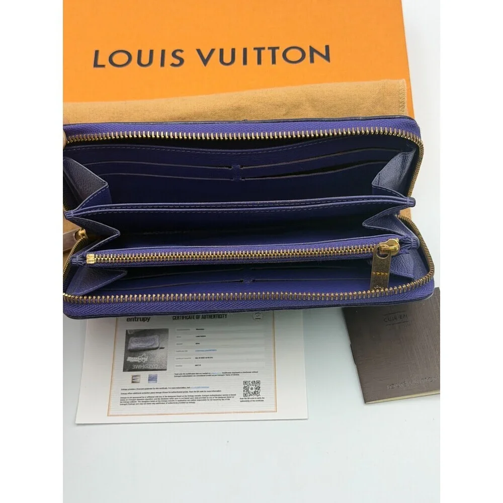 Louis Vuitton Monogram Zippy Organizer Wallet Women's Blue Ostrich Leather - Picture 14 of 15
